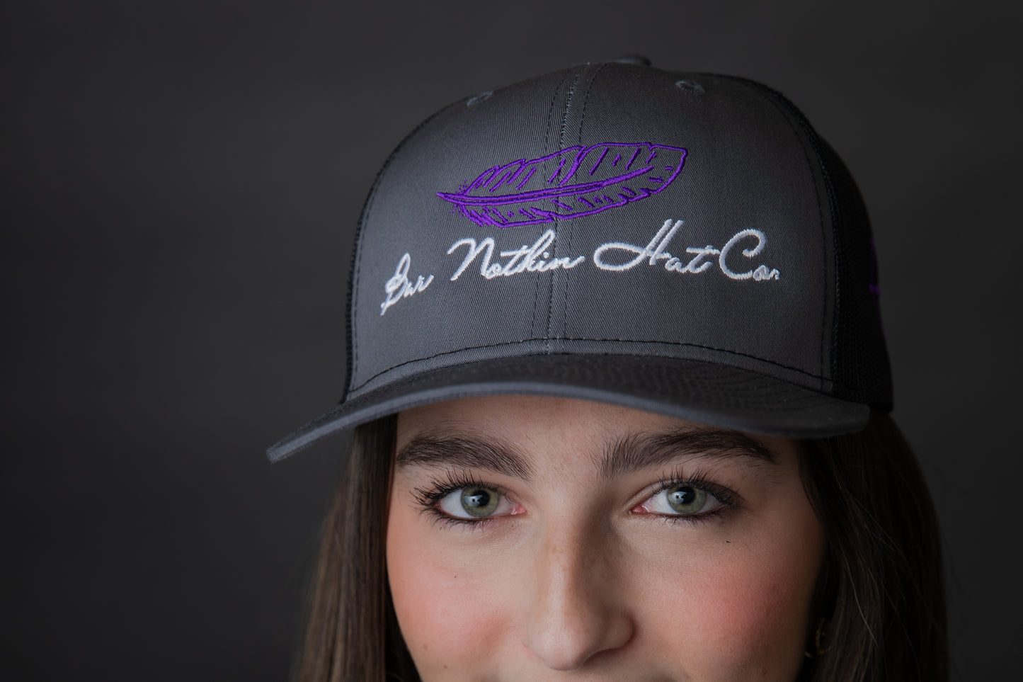 The "Purple Feather" Grey Cap - 112