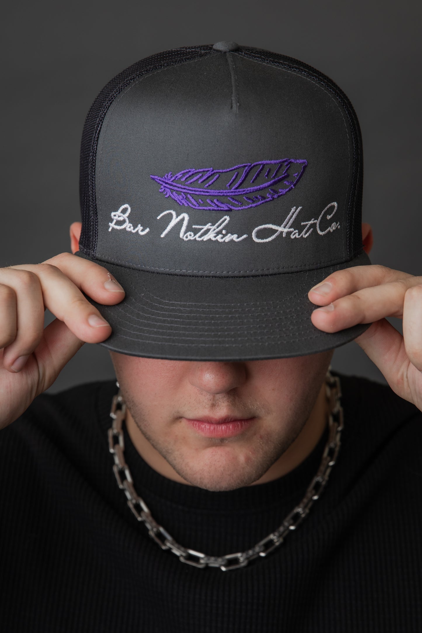 The Charcoal Grey "Purple Feather" Cap Yupoong Flexfit